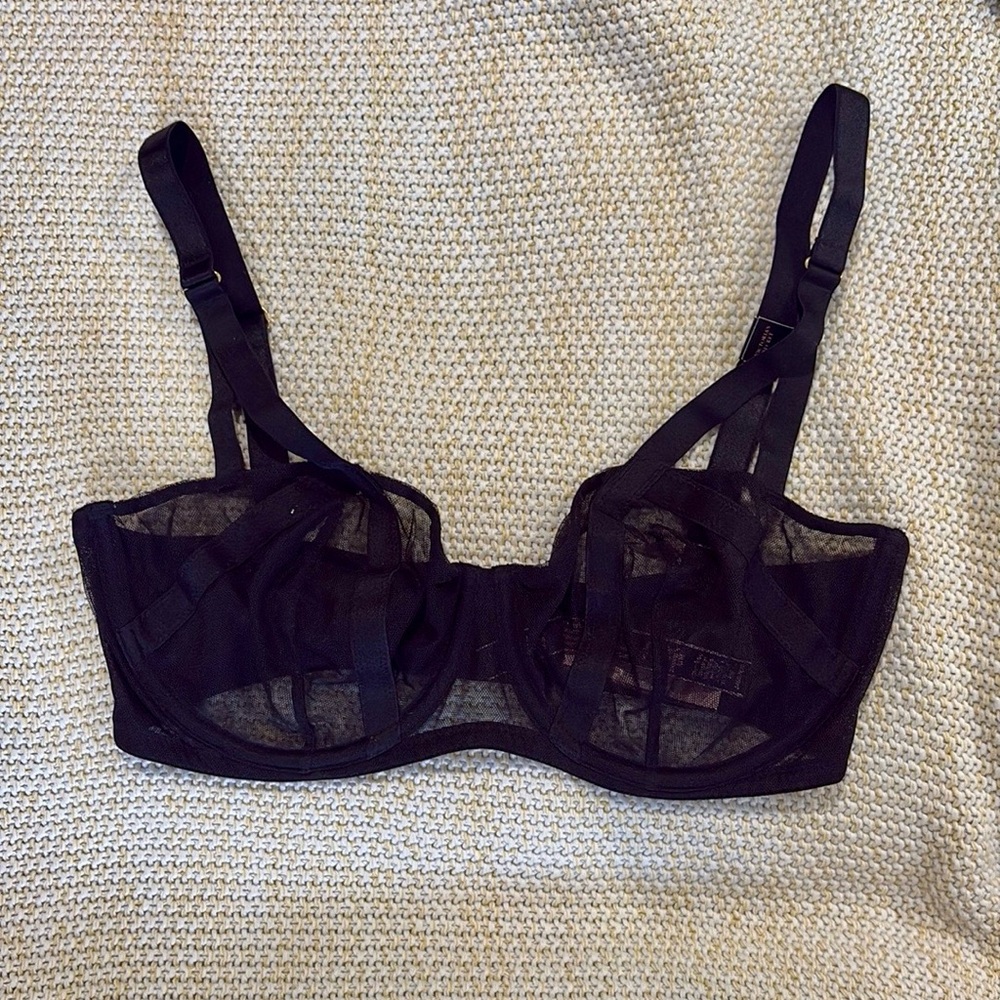 Victoria's Secret Black Underwire Mesh Bra 34DD NWT